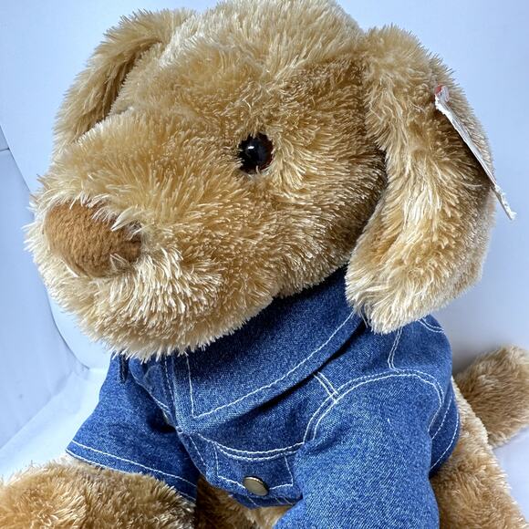 GUND Plush Dog #45544 Tan Stuffed Animal w/ Denim Overalls Exclusive Edition 15" - Picture 8 of 10